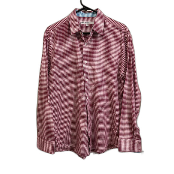 MR TURK Purple Houndstooth Long Sleeve Button Up Shirt   Men’s Size Medium - Picture 1 of 9